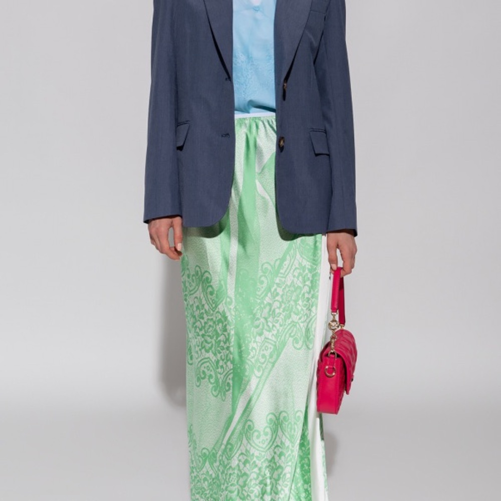 Victoria Beckham Green and White Skirt Paisley “Heavy Silk”